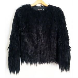 NWOT: Lanshifei black shaggy faux fur jacket